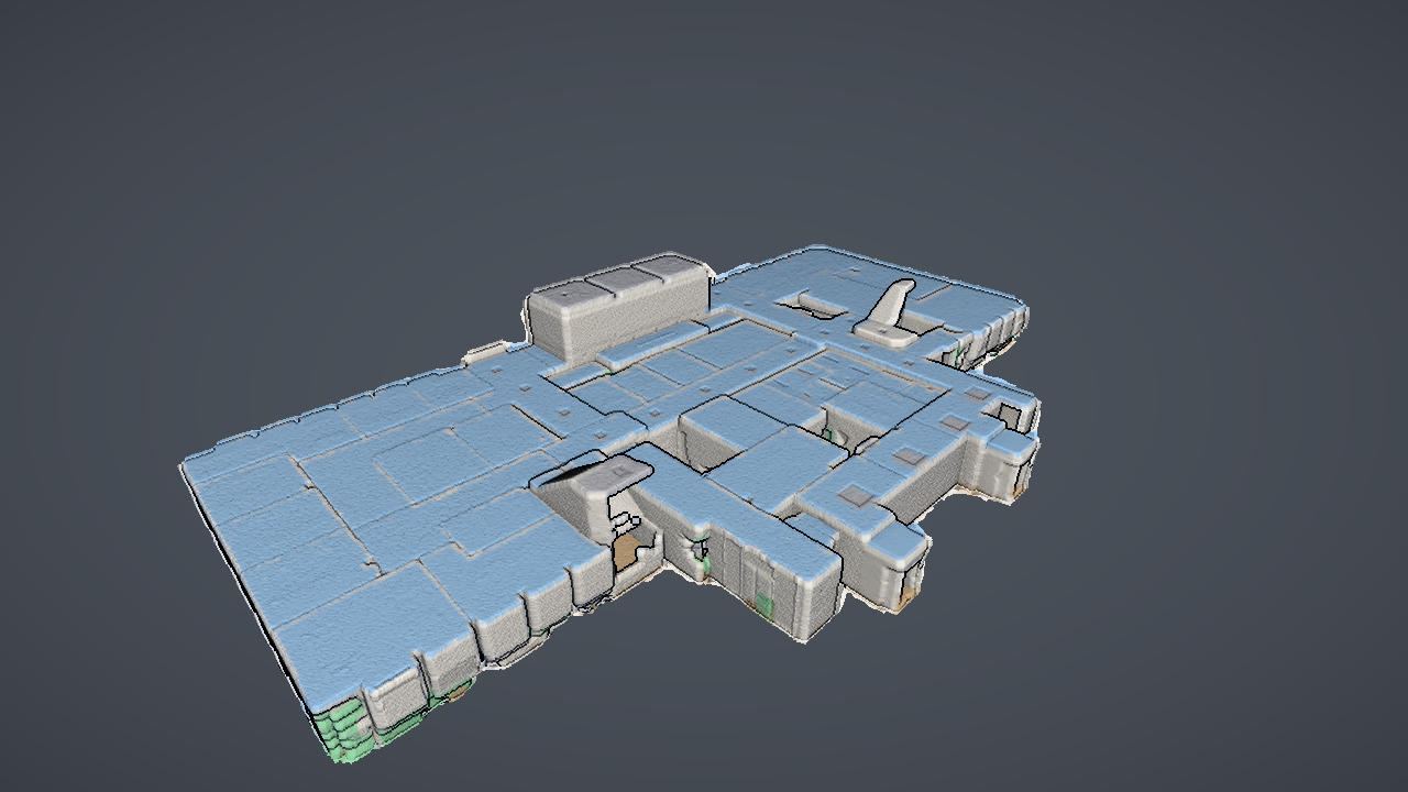 Indoor point cloud semantically classified into floors, walls, ceilings and furniture