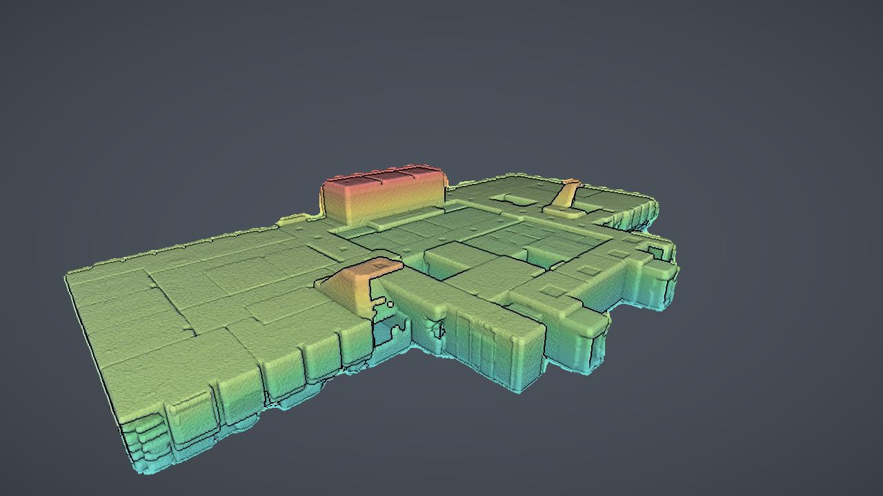 Point cloud colored by elevation with a smooth height ramp