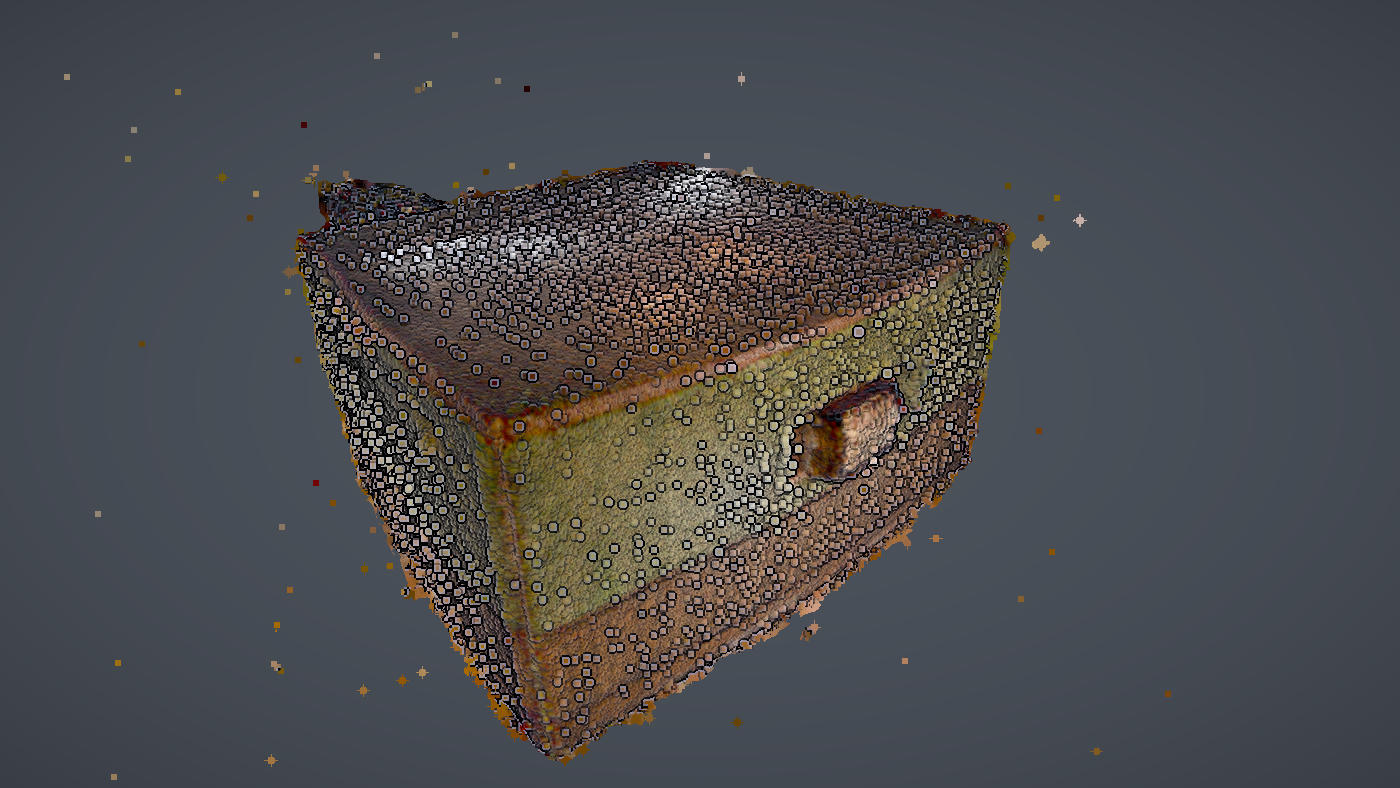 A Gaussian splat capture drawn through the level-of-detail tree at a reduced splat budget