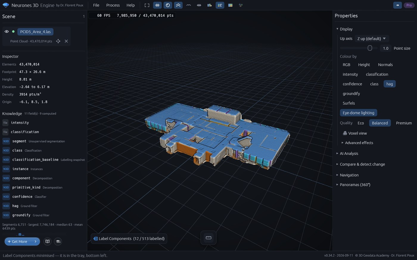 A minimised Label Components tool waiting in the tray at the bottom left of the window, with its progress